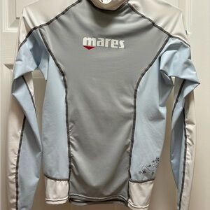 Mares Gray, Blue, & White Rash Guard Long Sleeve Shirt